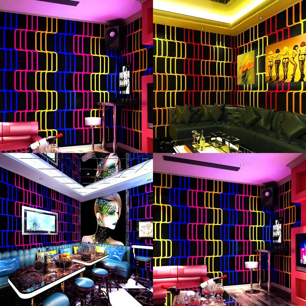 KTV Wallpaper Disco Shiny 3D Reflective Geometric Pattern Theme Room Background Wall Decor