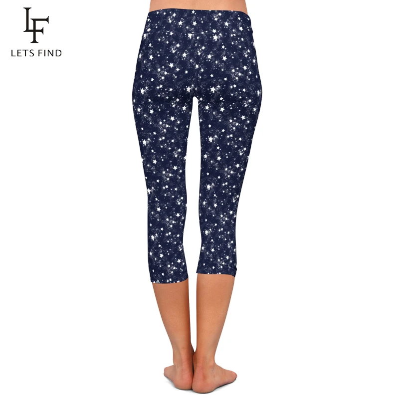 Leggings con estampado 3D de galaxia para mujer, pantalones de cintura alta, Capri elástico, 3/4