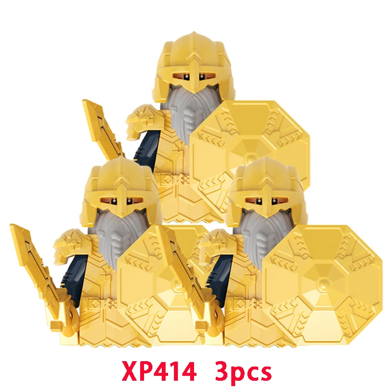 3pcs The Lonely Mountain Goat Orichalcos Azurite Armor Dwarf Model Blocks MOC Bricks Set Gifts Toys For Children KT1054