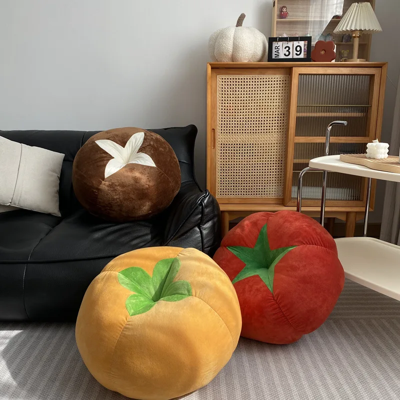 35cm Mushroom Tomatoes Persimmon Plush Pillow Bay Window Bedroom Tatami Mat Sofa Bed Back Cushions Cute Pillows Home Decoration