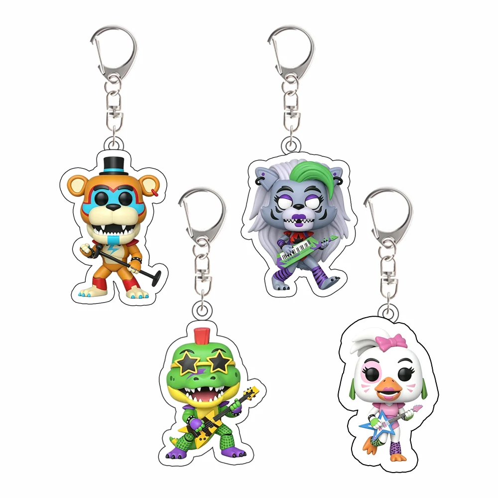 for FNAF Game Montgomery Gator Roxanne Wolf Glamrock Chica Freddy Acrylic Keychain Backpack Accessories Exquisite Festival Gift