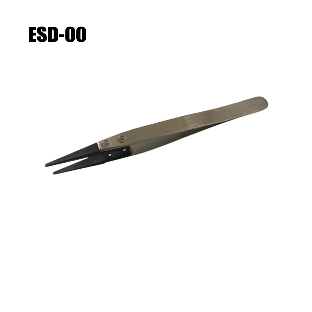 ESD Anti-Static Tweezers 116-130mm Industrial Tweezers With Replaceable Carbon Fiber Tips For Precision Electronic Components