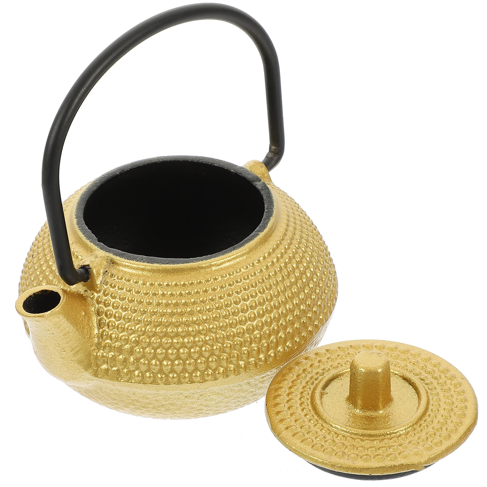 

Mini Iron Kettle Tea Set Small Teapot with Infuser Cast Decorative Pots Black