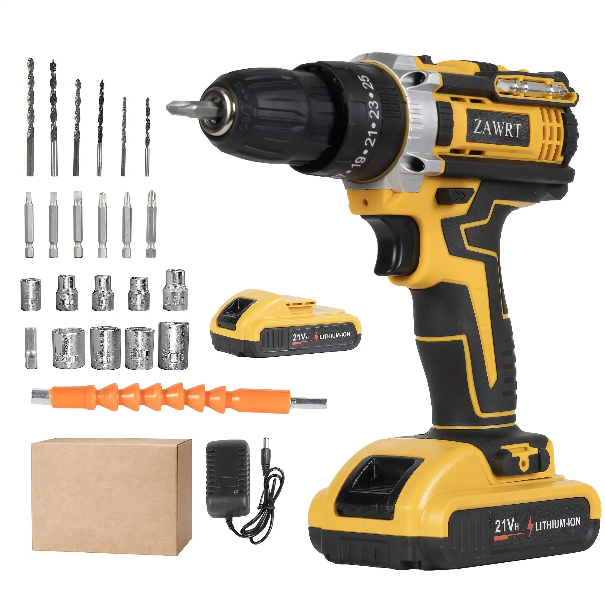 21V Cordless Impact Wrench, Wireless Drill Kit, Brushless Electric Impact Gun Drill, Equipped With 2pcs Batteries, Toolbox, Charger, 6 Sockets And Complete Accessories, For Cars, Heavy Duty DIY, Best Gift For Men, Halloween Gifts