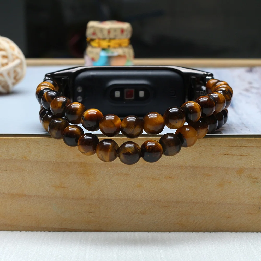 Bracelet for Mi Band 7 8 Smartwatch Strap Elastic Jewelry Beaded Wristband for Xiaomi Mi Band 6 5 4 3 Miband Mi7 Watchband Stone