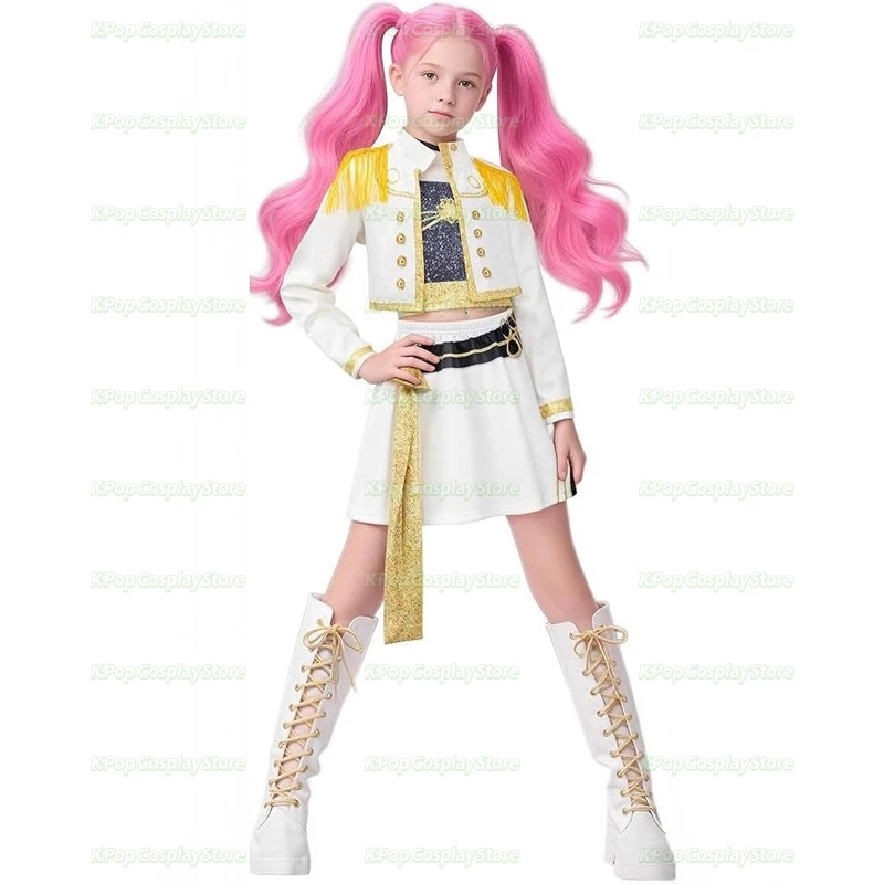 أزياء K-Pop Rumi Zoey Mira Demon Hunters التأثيرية للفتيات في مرحلة الهالوين ملابس لعب الأدوار بنمط مطبوع ثلاثية الأبعاد