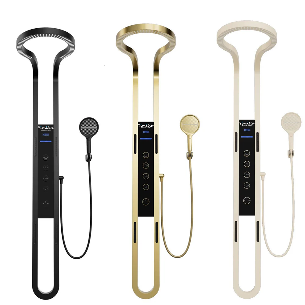 

New Design Multi-function Rainfall Smart Black Sprinkler Massage Shower Head Sets System Bathroom Thermostatic Shower Set