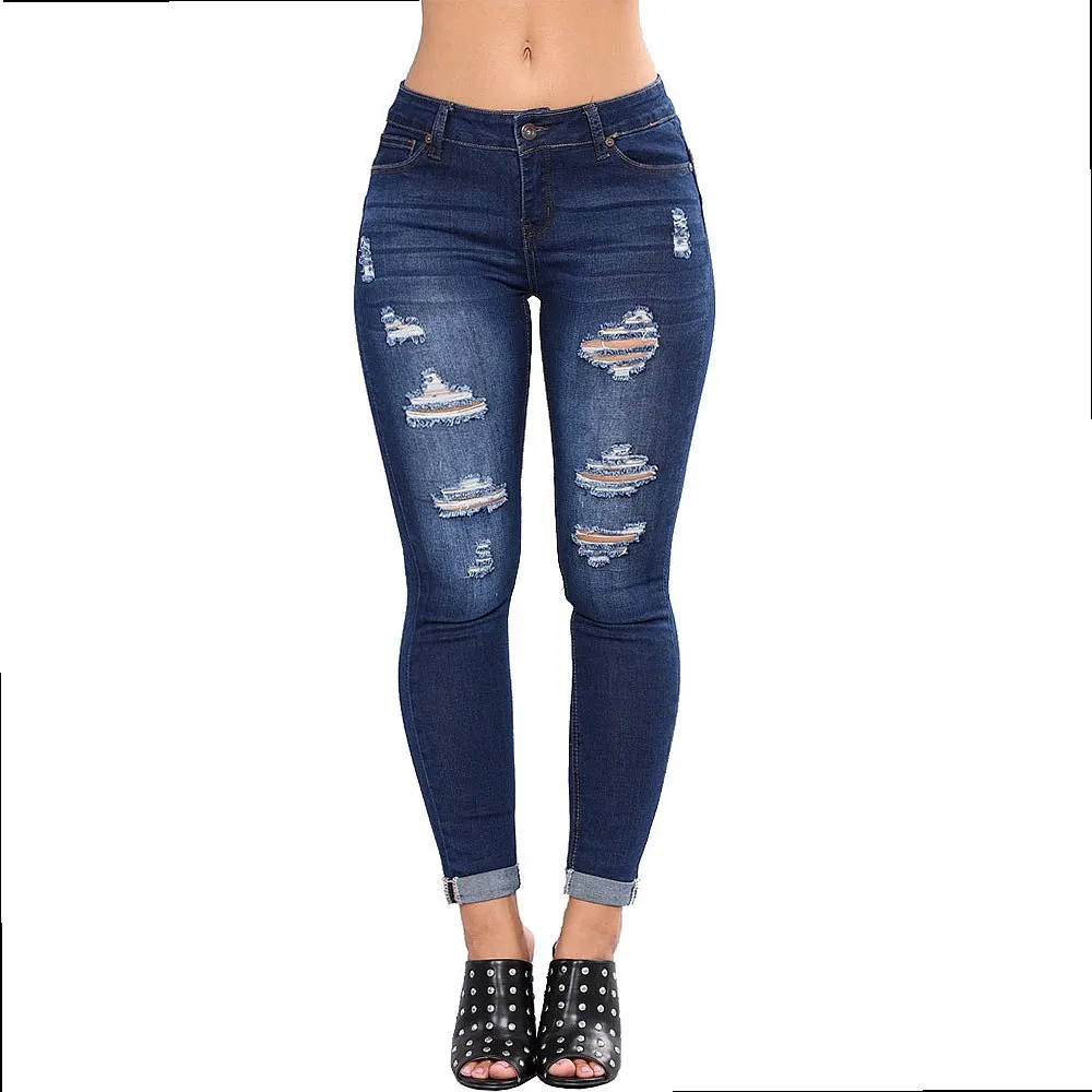 High Waist Skinny Ripped Jeans for Women Tummy Control Butt Lift Stretchy Denim Pants Spring Summer
