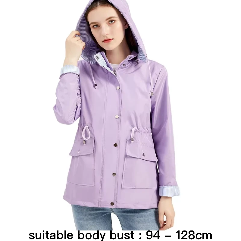 

High quality hooded cardigan trench coat for women big size new autumn winter 2024 casual clothes - black grey purple