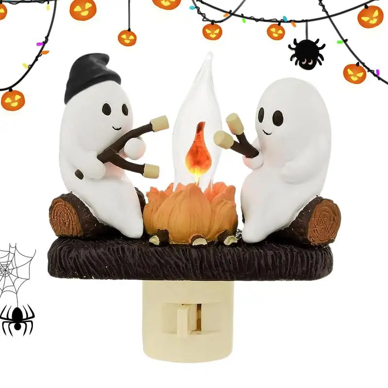 

Ghosts Campfire Halloween Night Light 2024 Spooky Night Lights Small Electric Faux Bonfire Halloween Night Lamps Home Decor