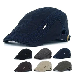 1pc New 2023 Spring Summer Retro Adjustable Men Cotton Ivy Flat Cap Newsboy Beret Cabbie Gatsby Driving Hat Outdoor Styling Cap