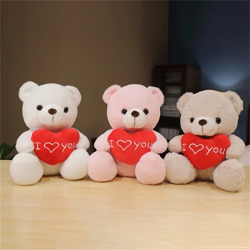 28cm Bear Doll With Heart Cute I Love You Bear Stuffed Animal Toys For Girls Stuffed Plush Bear Dolls Valentine Day Gift For Her