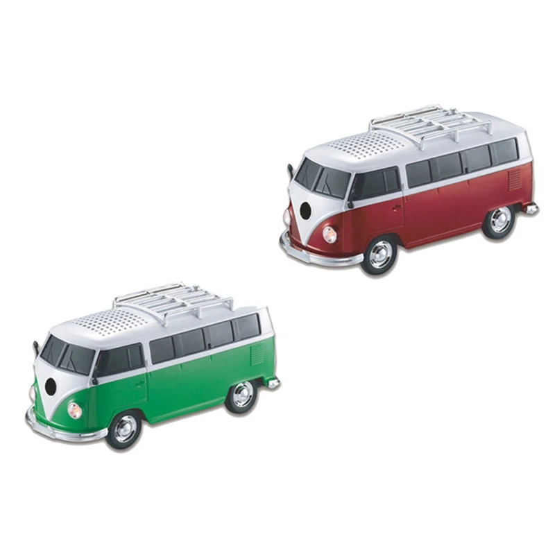 Colorful Mini Bluetooth Speaker Car Shape Mini Bus Speaker Support Fm +U Disk Insert Card Mini Bus Shape Loudspeak