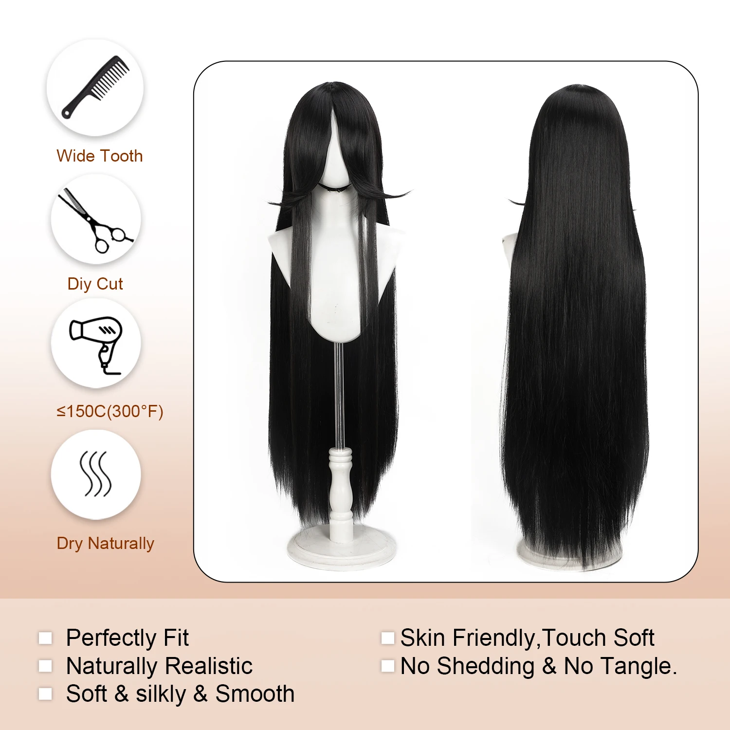 Long Straight Cosplay Wig 100CM Multiple Colors Pink Blonde Black Anime Costume Wig Universal Synthetic Cos Wig Daily Party Wig image 6