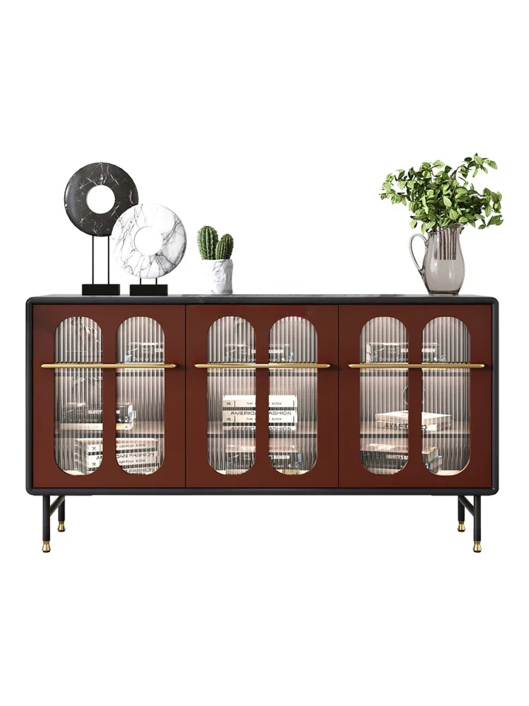 

Light Luxury Sideboard Glass Cupboard with Light Home Wall Storage Cabinet Entrance Cabinet