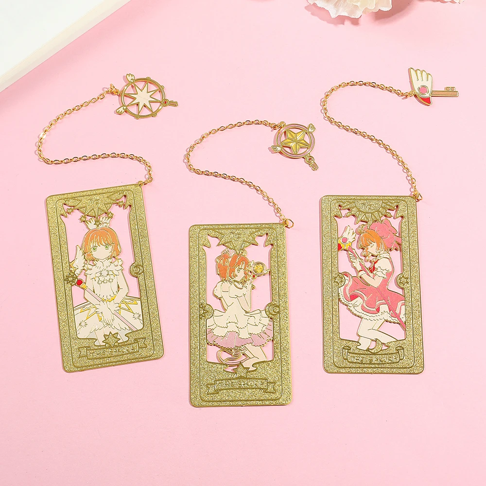 Anime Sakura Lesezeichen Card-Captor Klassische Cartoon-Fans-Kollektion Exquisites Metall-Lesezeichen Seitenmarkierer-Werkzeug für Sakura-Fans. – Detail 12