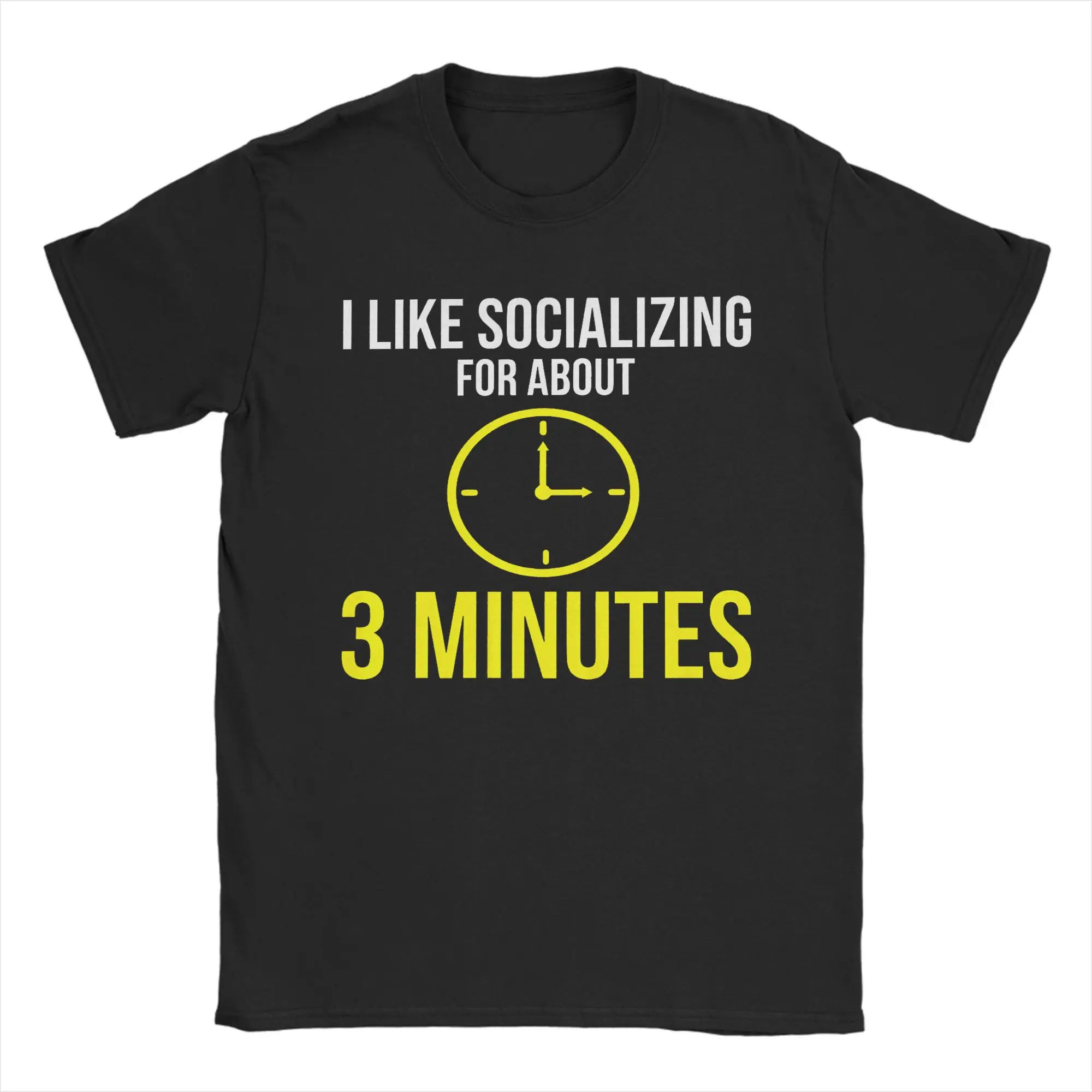 I Like Socializing for About 3 Minutes Funny Introvert  Men's T Shirts  Casual Tees Short Sleeve Crewneck T-Shirt 100% Cotton