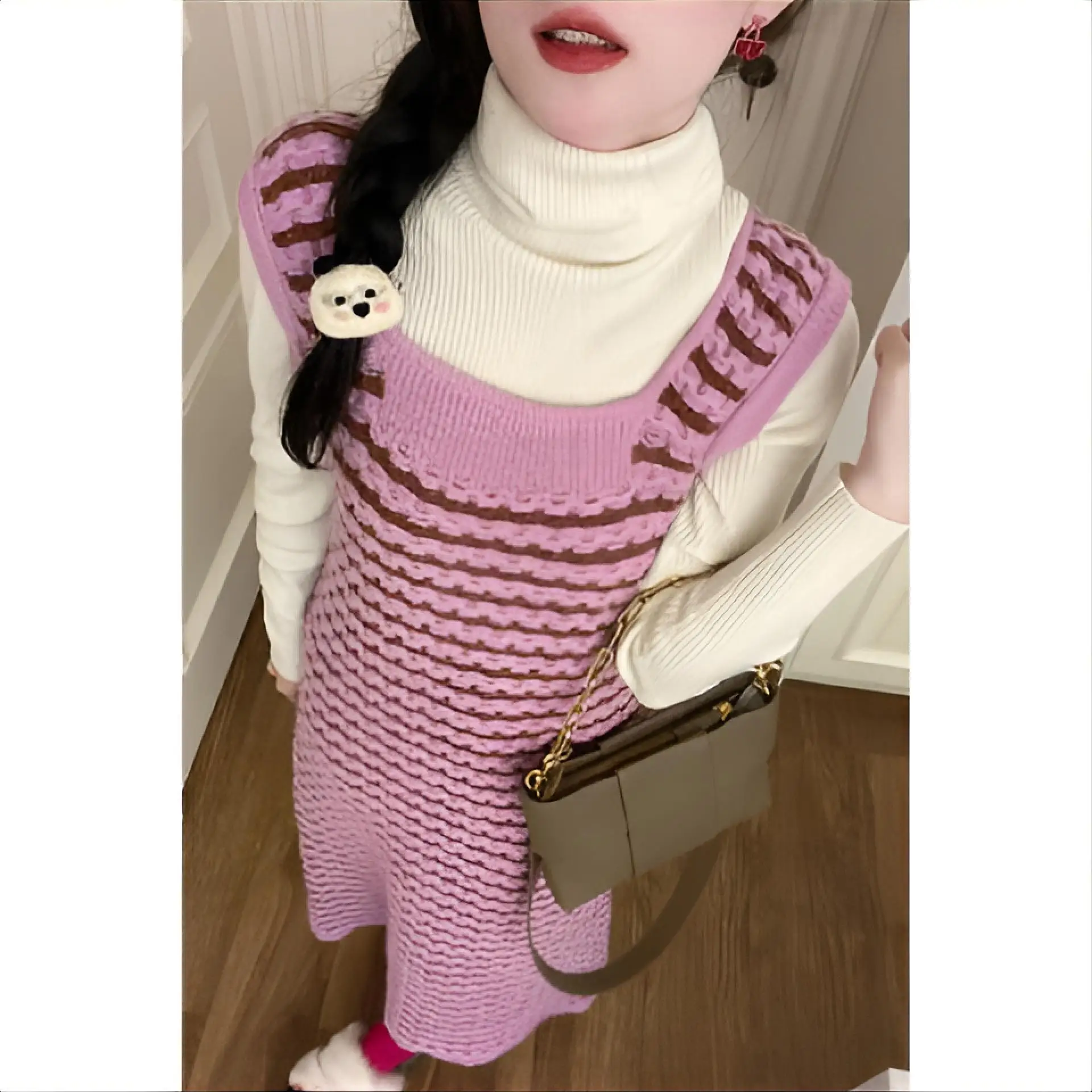 여성용 니트 민소매 드레스 파티 웨딩 여성 여름 블링 레이스 펀칭 하라주쿠 청소년 플랩 신축성 하이스트리트