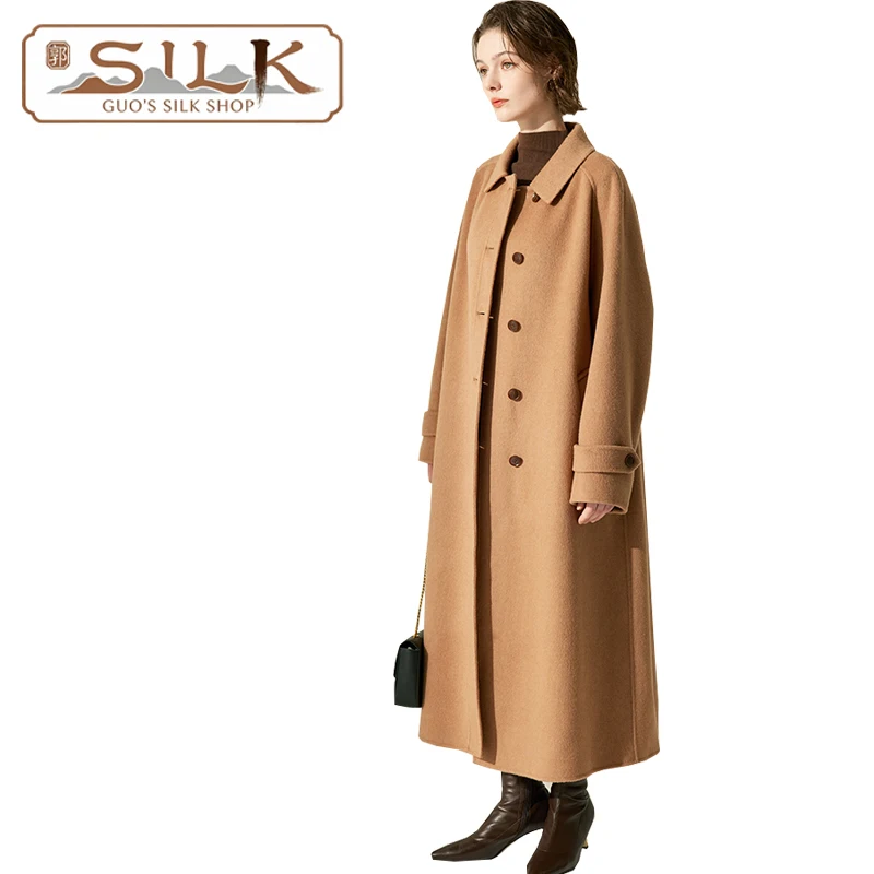 

Элитное двустороннее кашемировое женское длинное пальто с одной пуговицей спереди – зимнее, для улицы, повседневное, теплое, в простом стиле