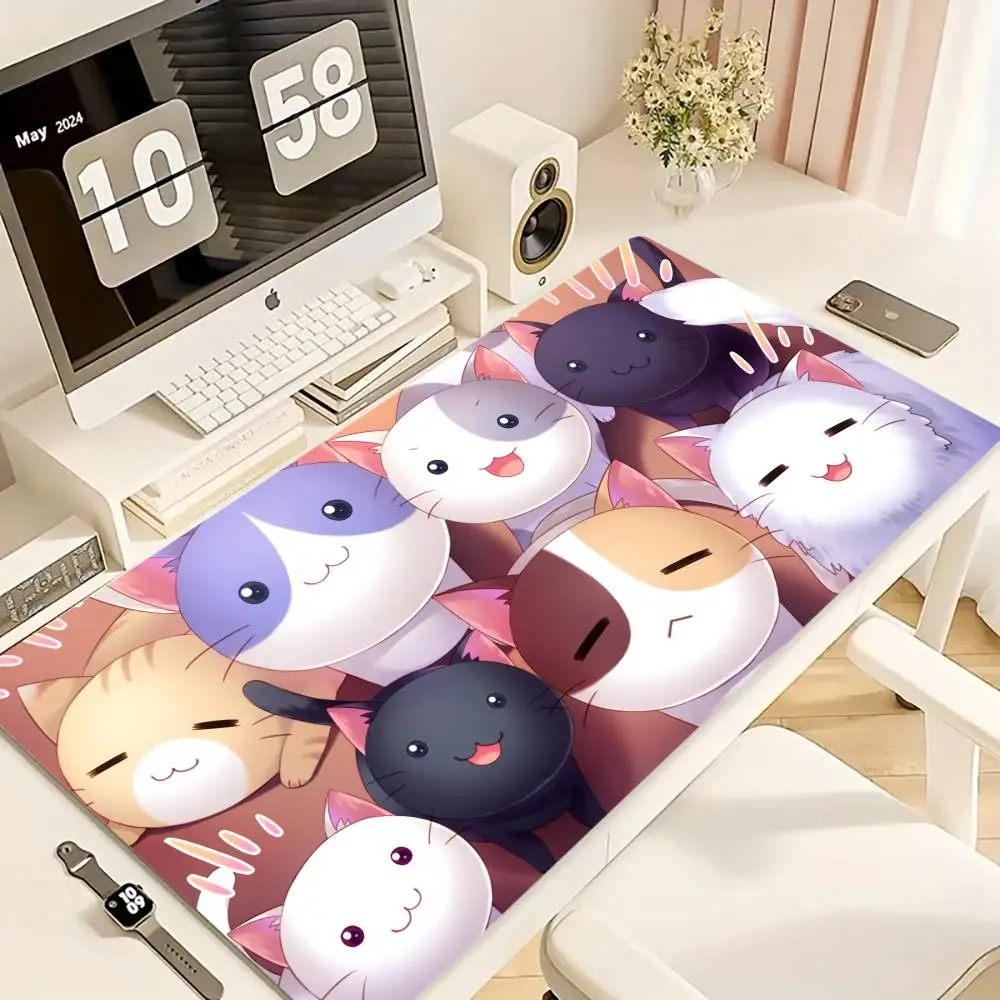 

Коврик для мыши с милым котом, компьютерные аксессуары, офисные игровые настольные коврики, резиновые противоскользящие коврики для игровой клавиатуры, коврики для мыши XXL, настольные коврики 400X900