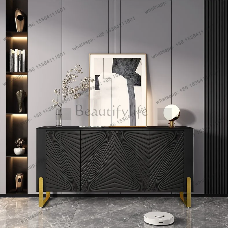 

Nordic light luxury dining side paint cabinet glossy simple storage viewing hall gold high-end original