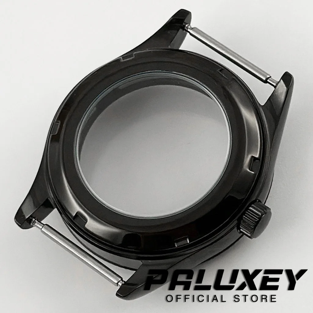 PVD 블랙 39mm 사파이어 크리스탈 시계 케이스 NH34 NH35 NH36 NH38 무브먼트 시계 NH35 부품 28.5mm 다이얼 모드 챕터 링 포함