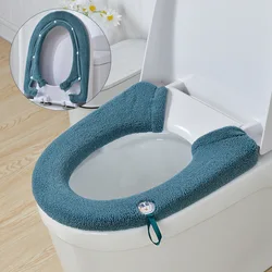 Botón de asiento de inodoro Universal para baño, almohadilla de inodoro gruesa, lavable, suave, calentador, alfombrilla, accesorios de tapa de inodoro, accesorio de baño