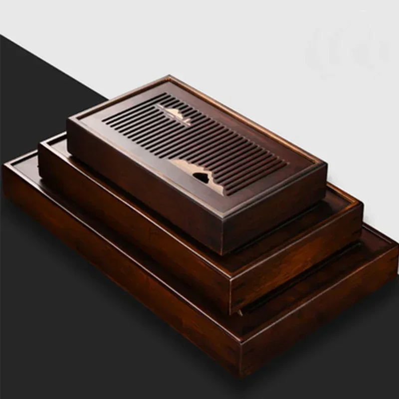 Solid Wood Tea Tray Drainage Water Storage Kungfu Tea Set Drawer Tea Board Dining Table Chinese Tea Ceremony Tools Wood Tray