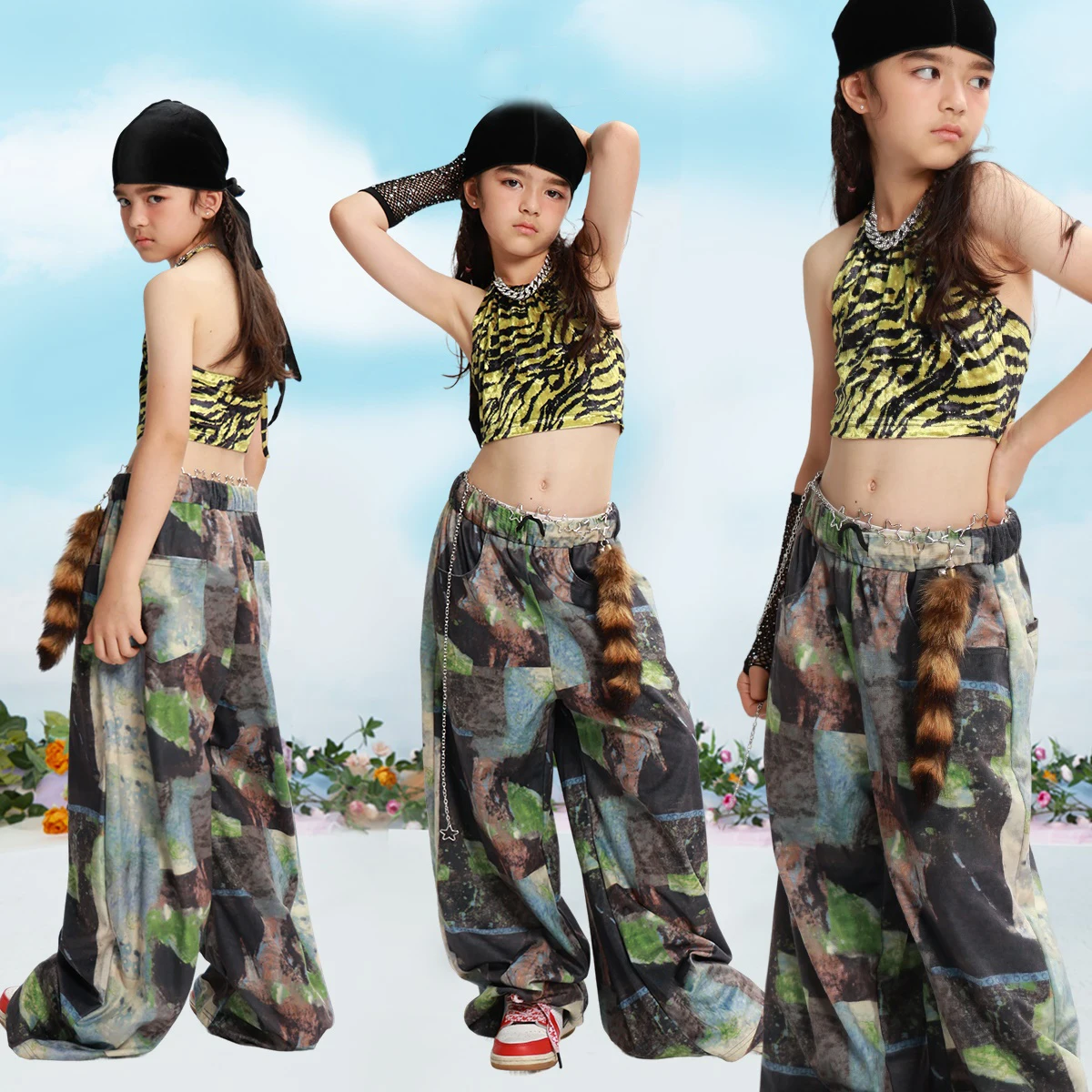 

Fashion Ballroom Dance Outfit For Girls K-pop Costumes Jazz Clothing Kids Cool Hip Hop Dance Clothes Stage Street Wear XS9902