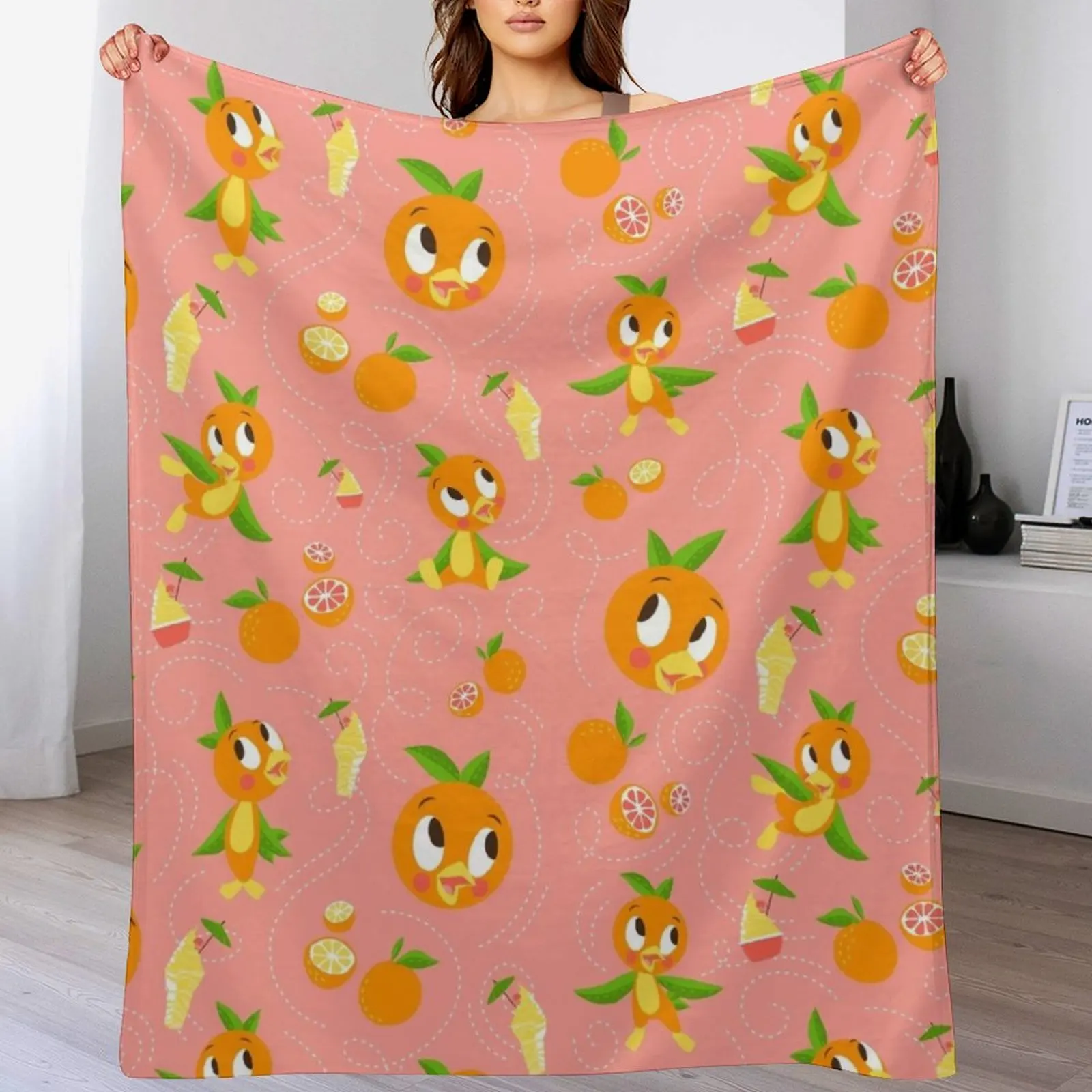 Orange Bird with Dole whip Throw Blanket