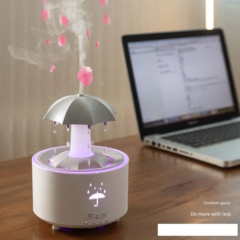 Hot selling Rainbow Raindrop Humidifier Home Night Light Mushroom Desktop Silent Rain Cloud Aromatherapy Machine