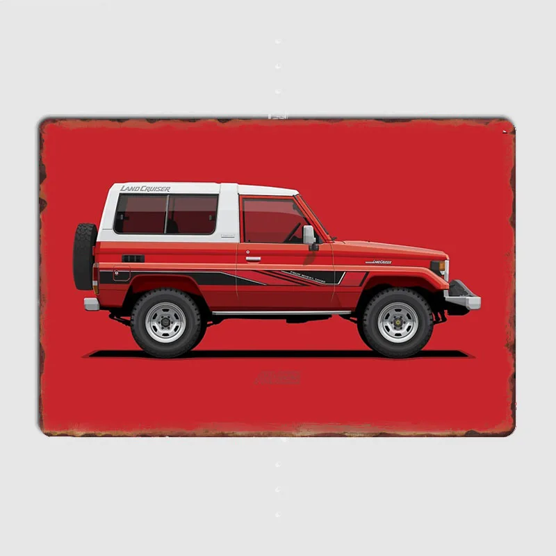 Land Cruiser TLC 70 FRP Top Red Metal Plaque Poster Retro Custom Automobile Club Wall Art Pub Tin Sign Vintage Home Room Decor