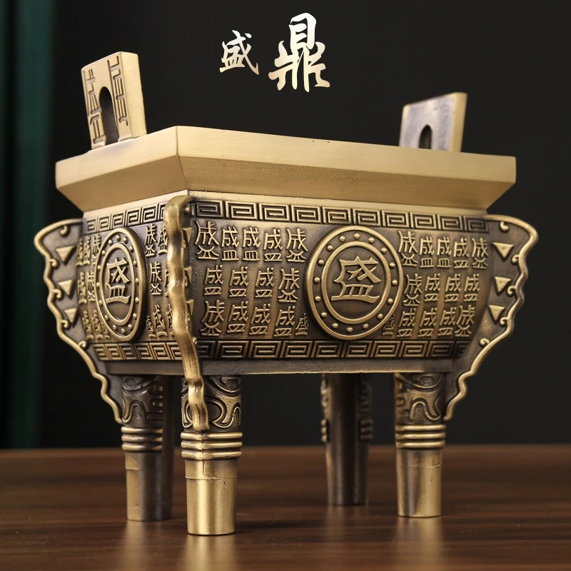 Copper Chinese culture Tripod Statue Tripod Statue Office Home Decor Gift for Desk Ornament