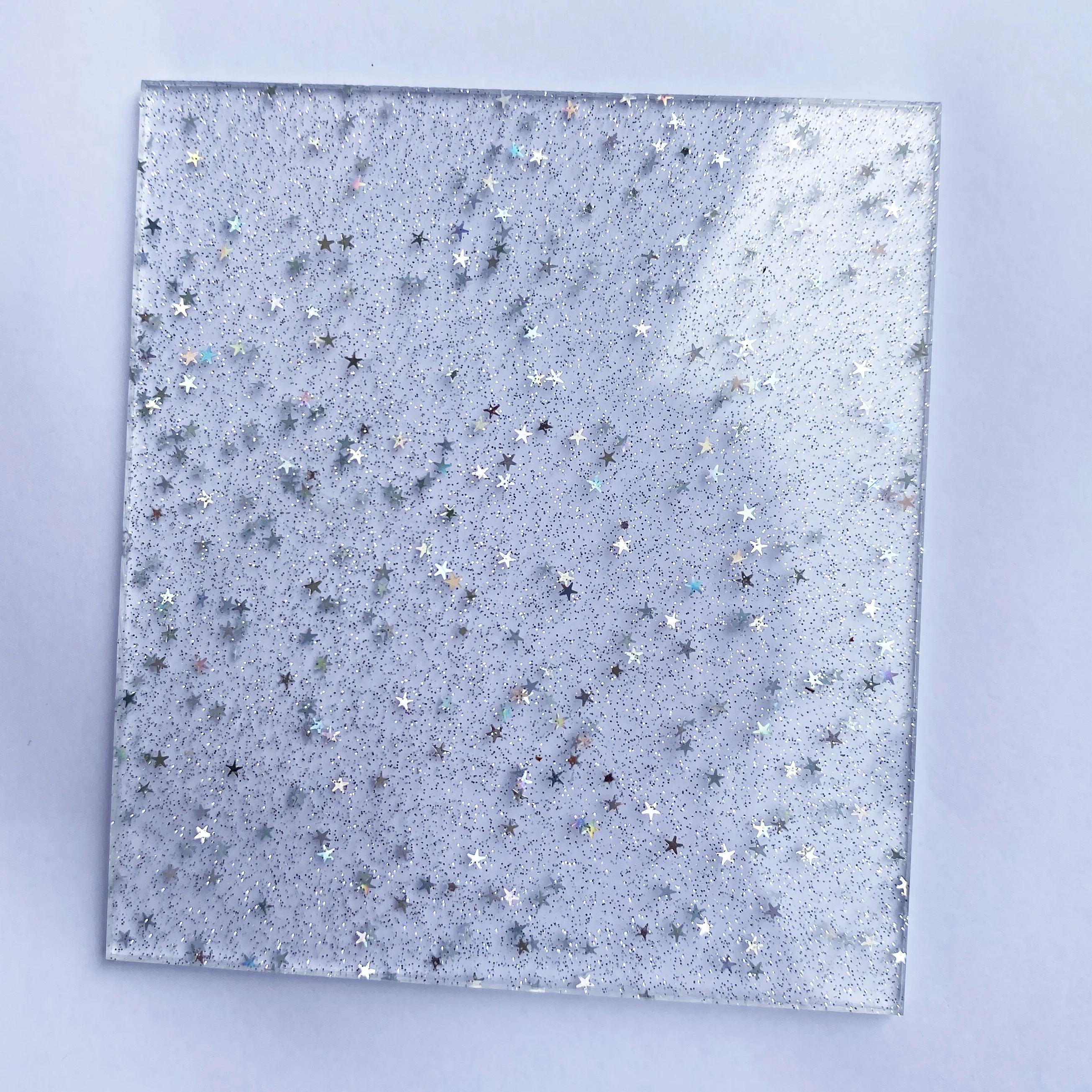 Foglio acrilico glitterato a stella a cinque punte, foglio in Plexiglass per gioielli, porta dell\'armadio, opere d\'arte fai da te, 3mm di spessore,