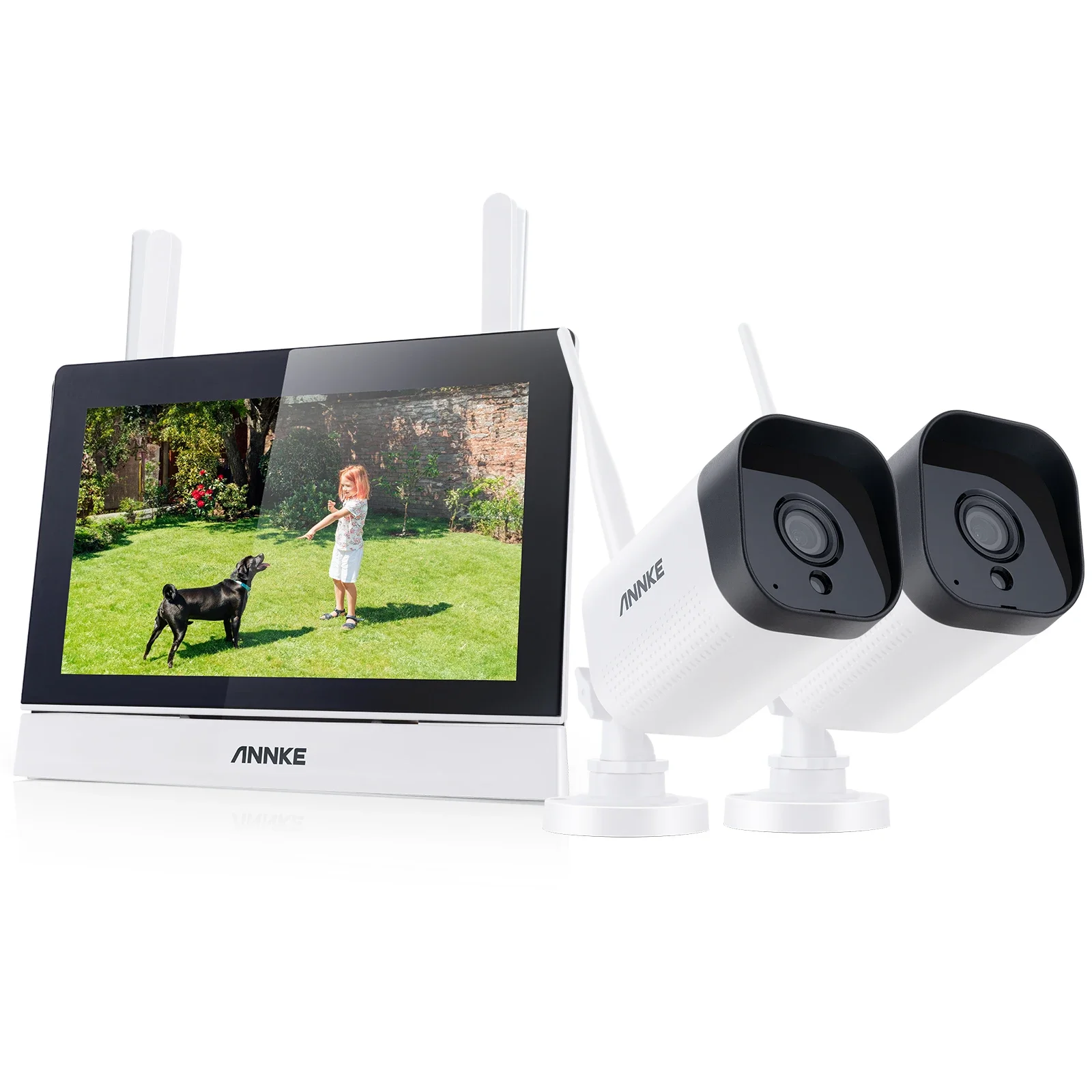 

ANNKE 4CH 5MP Touch Screen WiFi NVR Kit with 7-inch LCD and 2x 3MP Wireless Camera Human Shape Detection Security System