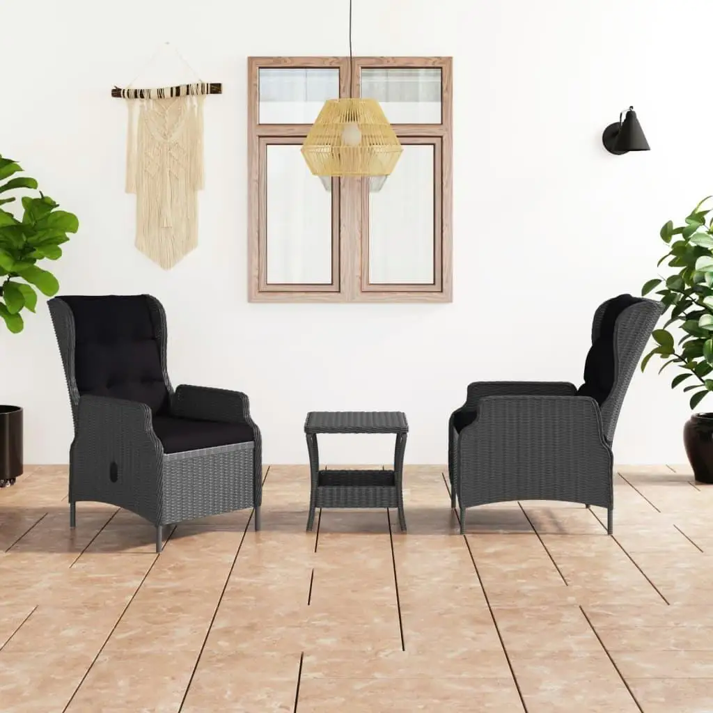

Garden Lounge Set Dark Grey Black Modern Outdoor Sofa Bed Sectional for Yard Patio Terrace