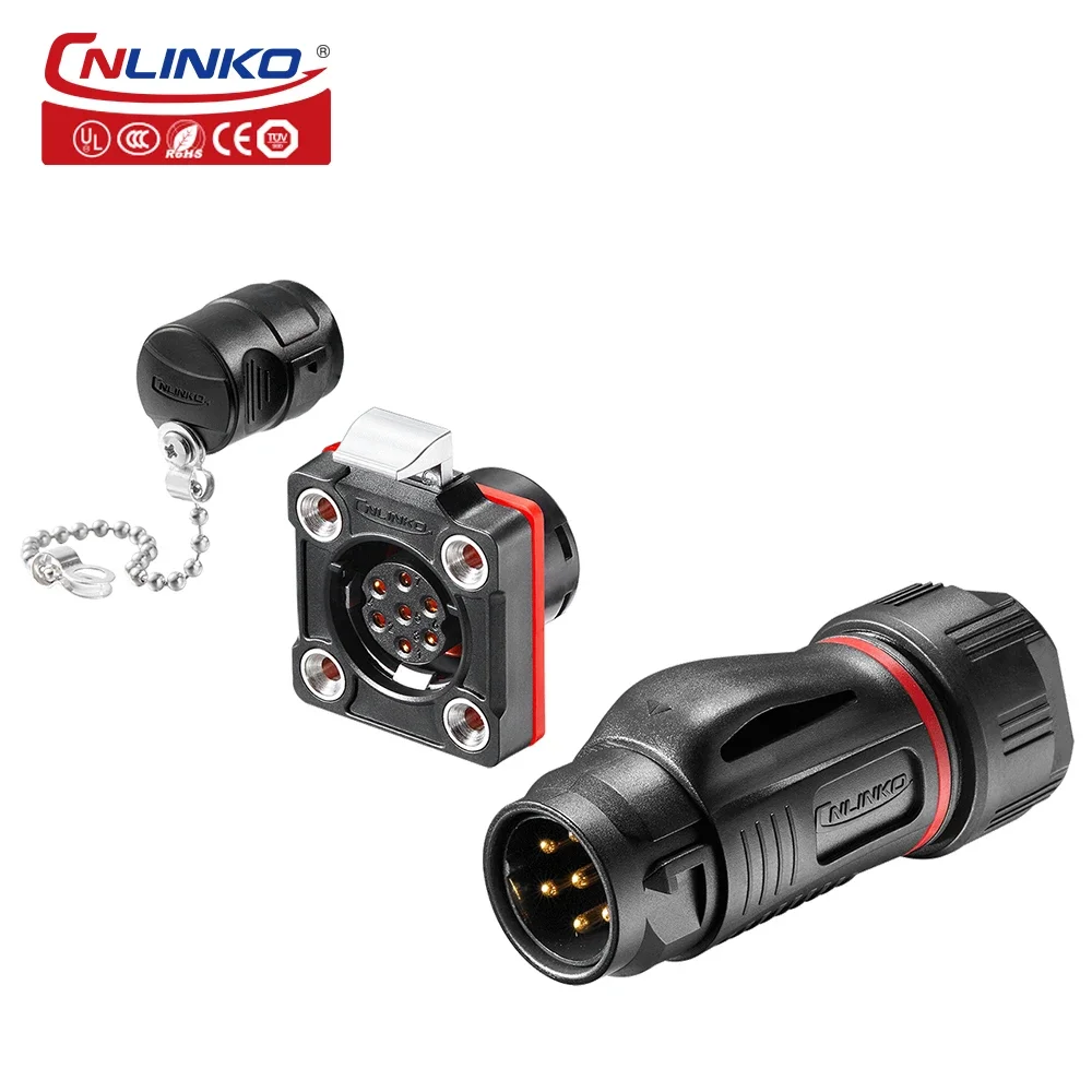 

CNLINKO M20 7 Pin Waterproof Ip67 Plastic PBT Circular connector For Outdoor Electronic Equipment