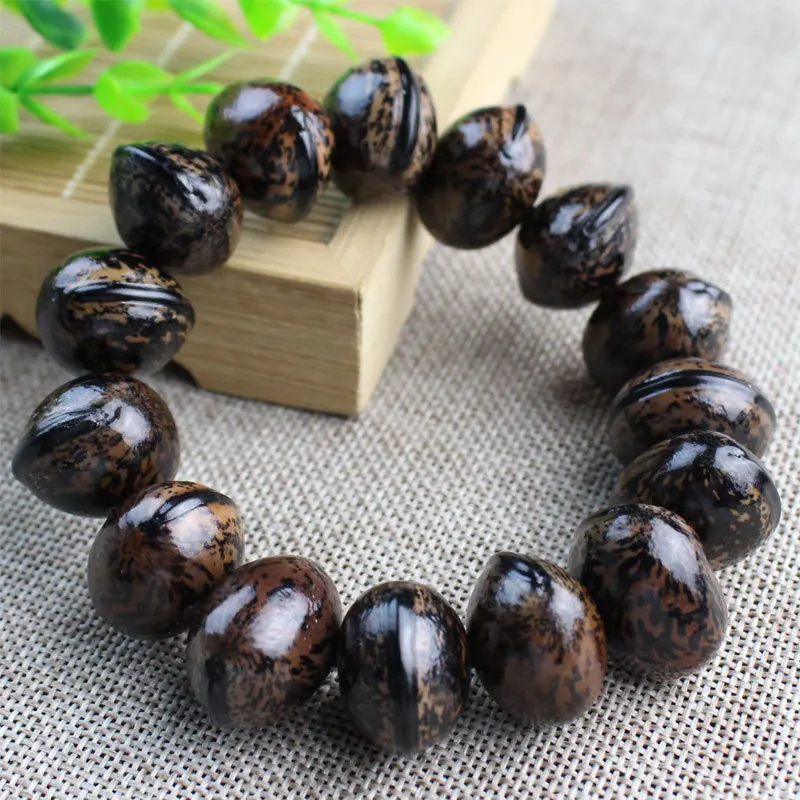 Large Wooden Bodhi Seed Bracelets Wholesale Buddhist Bead Rosary Original Fruit Fish Design Cultured Jewelry Accessory