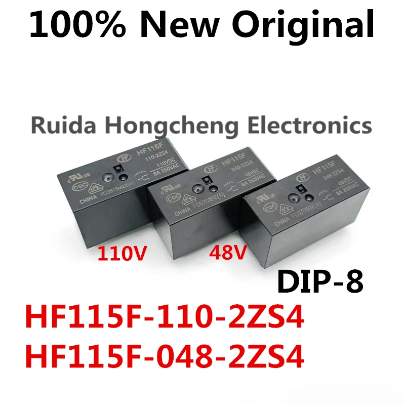 5 SZT./Partia HF115F-110-2ZS4, HF115F-048-2ZS4 DIP-8 Nowy oryginalny przekaźnik mocy HF115F/110-2ZS4, HF115F/048-2ZS4 HF115F 2ZS4