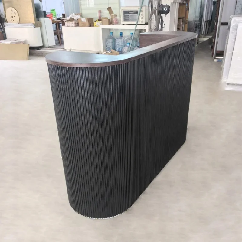 custom.Factory Direct Wooden Reception Desk Spa Salon Front Counter Clothing Checkout Reception Table With Led