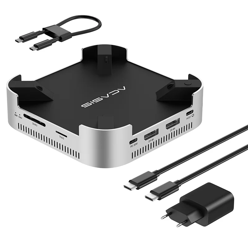 Acasis 40Gbps USB-C dockingstation | Dubbele M.2 NVMe SSD 16TB Max. ondersteuning USB-A-poorten DP4K144Hz (enkele) TF/SD voor Mac Mini M4/M4Pro