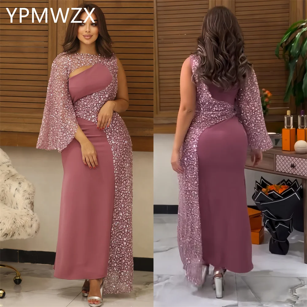 

Customized Prom Gown Formal Evening Dress Women YPMWZX Scoop Neckline Column Floor Length Skirts Stole Bespoke Occasion Dresses