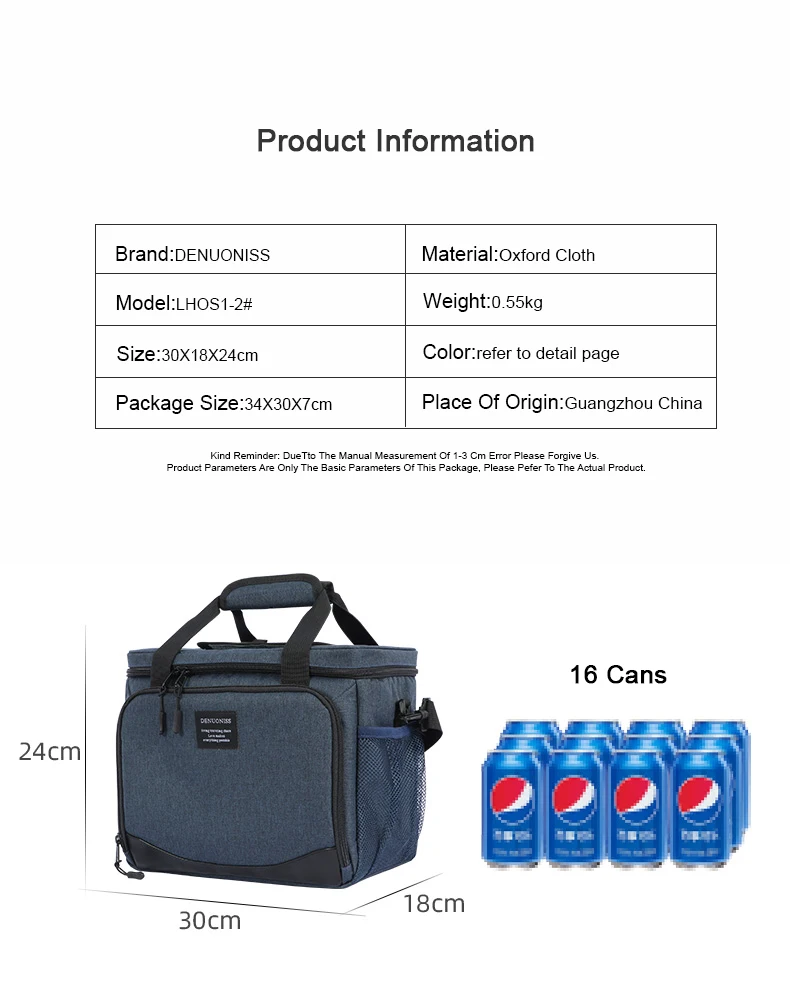 13L Thermische Tasche Mittagessen Box Für Arbeit Picknick Tasche Männer Auto Bolsa Kühlschrank Tragbare Eis Kühler Bier Handtasche Halten Lebensmittel rucksack – Detail 2