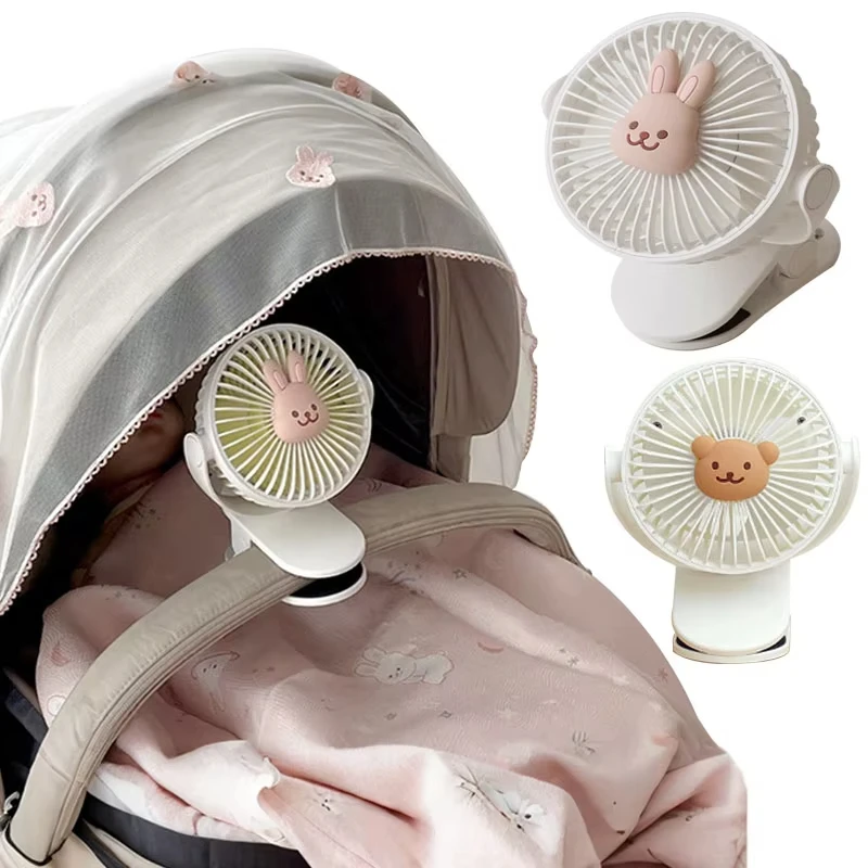 Ventilador para carrito de bebé, ventilador portátil para exteriores, ventilador con clip para bebé, recargable por USB, ventilador eléctrico de mano con clip para el hogar, 3 velocidades