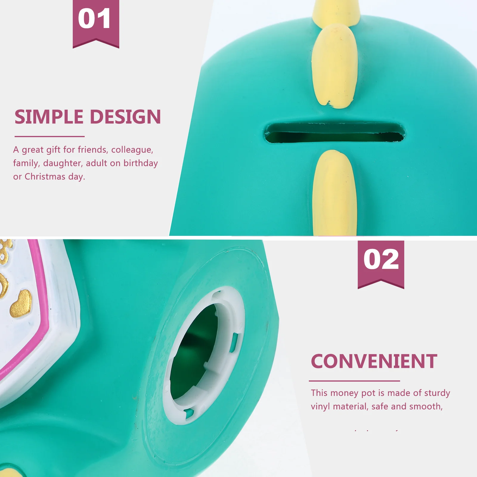 Hucha con forma de dinosaurio, bote de dinero de vinilo para niños y adultos, regalo de cumpleaños y Navidad, tarro de ahorro de monedas, decoración del hogar, cerdito decorativo