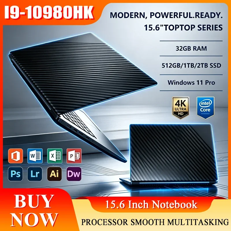 15.6 Inch Full HD IPS Laptop 120Hz Screen Intel Core I9-10980HK 32GB RAM 2TB SSD Backlit Keyboard Long Battery Life Windows 11