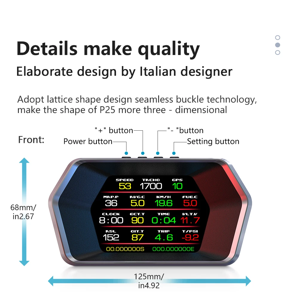 

Hot Sale Universal 2+GPS HUD P17 Tpms Display Gps tracker HUD Meter Car Overspeed Alarm and 2 Smart Gauge Speedometer