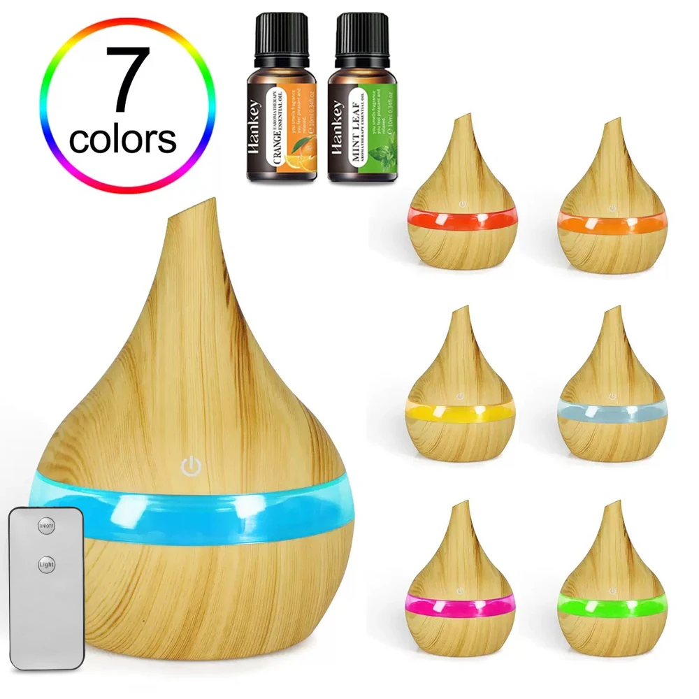 

USB-увлажнитель на 300 мл с 7 успокаивающими светлыми цветами, пульт дистанционного управления, идеально подходящий для спальни, детской или стола