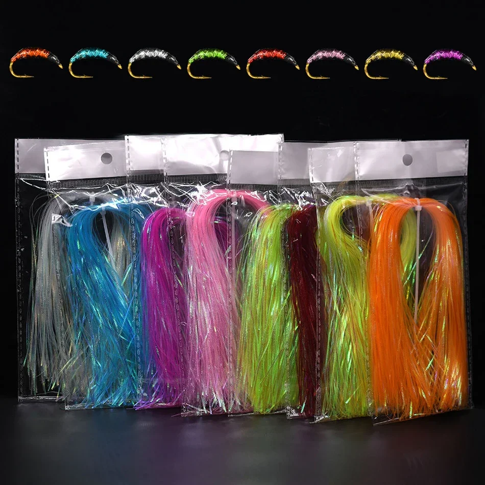 30cm 5g/Beutel Wellenförmige Gliss-Stränge Irisierendes Regenbogen-Flash-Tinsel Fliegenbindematerial für Angelköder DIY ﻿ – Detail 1