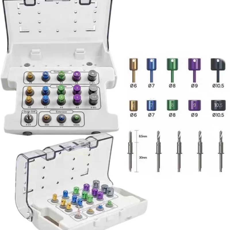 19Pcs/set Dentistry Implant Guide Positioning Kit Titanium Universal Dental Surgical Drill Guide Plate Pin Stopper Instruments